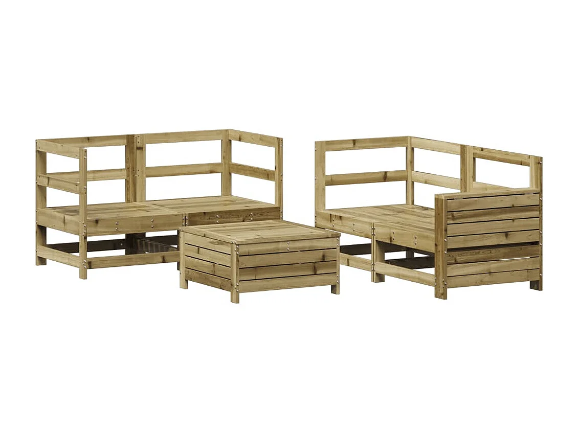 Salon de jardin 5 pcs bois de pin imprégné