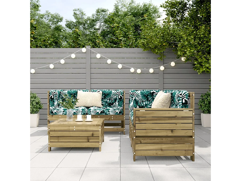 Salon de jardin 5 pcs bois de pin imprégné