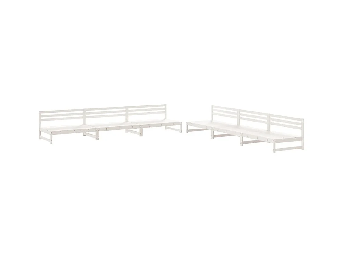 Salon de jardin 6 pcs Blanc Bois de pin massif