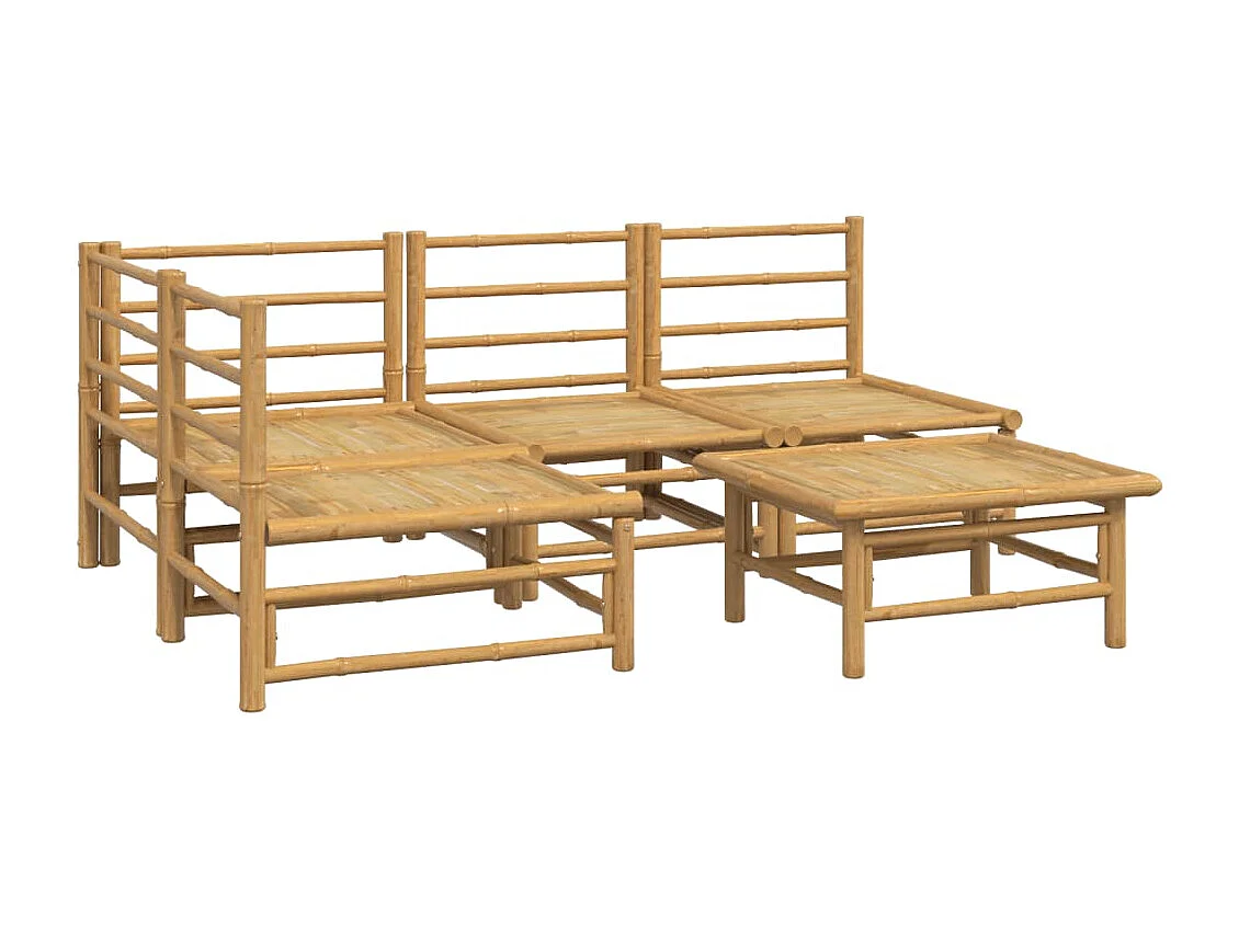 Salon de jardin 5 pcs avec coussins gris clair bambou