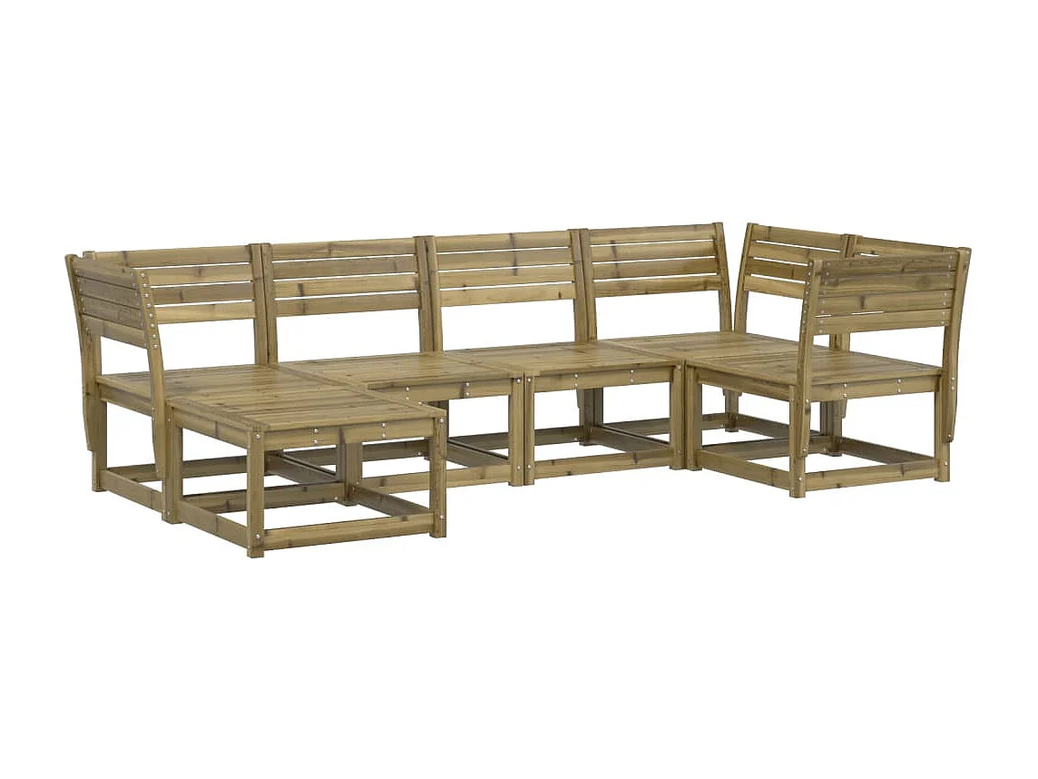Salon de jardin 6 pcs bois de pin imprégné