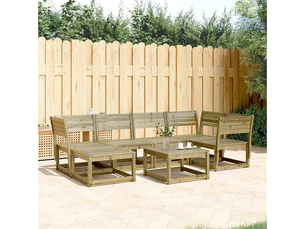 Salon de jardin 6 pcs bois de pin imprégné
