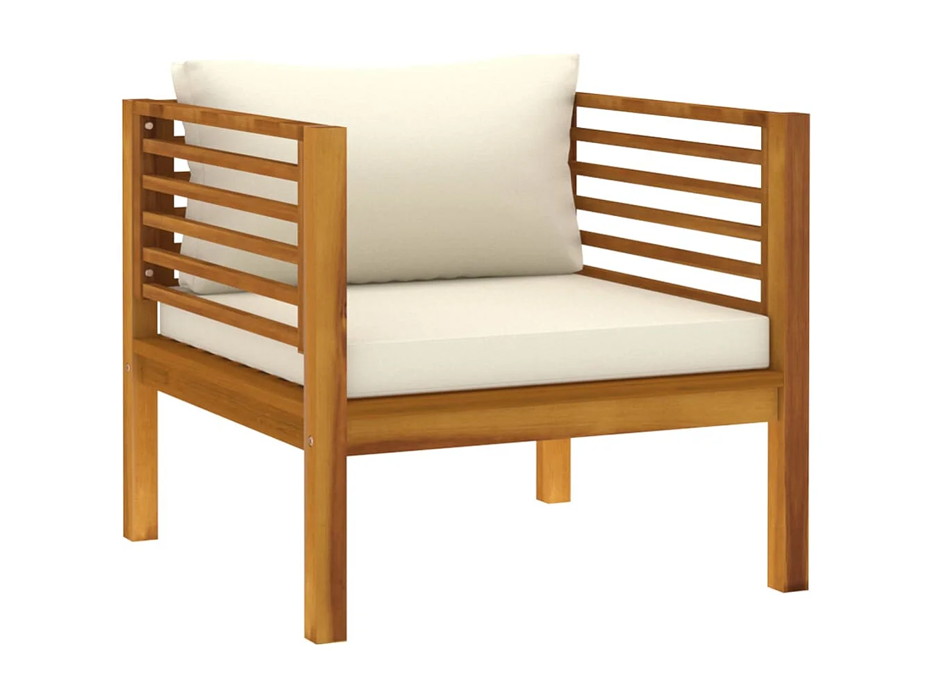 Salon de jardin 7 pcs avec coussin crème Bois d'acacia solide 4