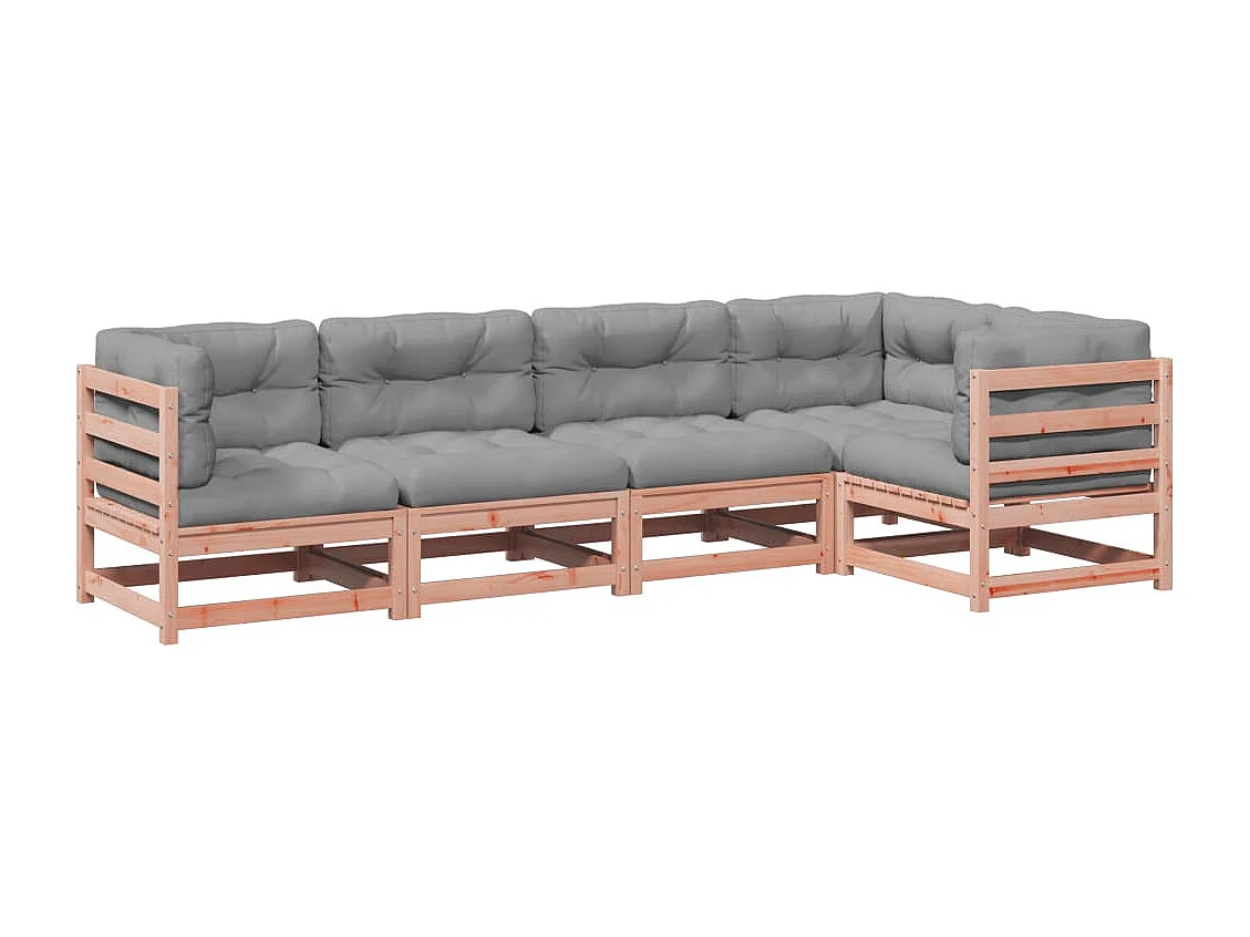 Salon de jardin 5 pcs et coussins bois massif sapin de douglas