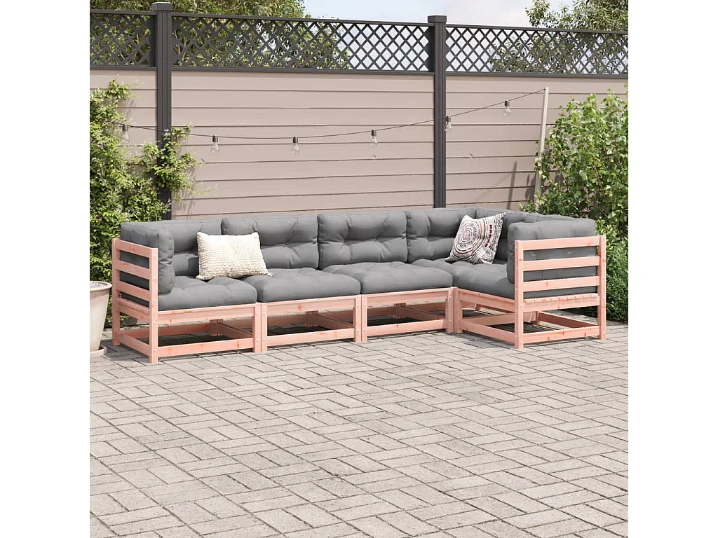 Salon de jardin 5 pcs et coussins bois massif sapin de douglas