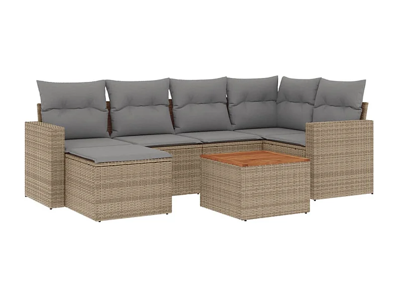 Salon de jardin avec coussins 7pcs mélange beige résine tressée