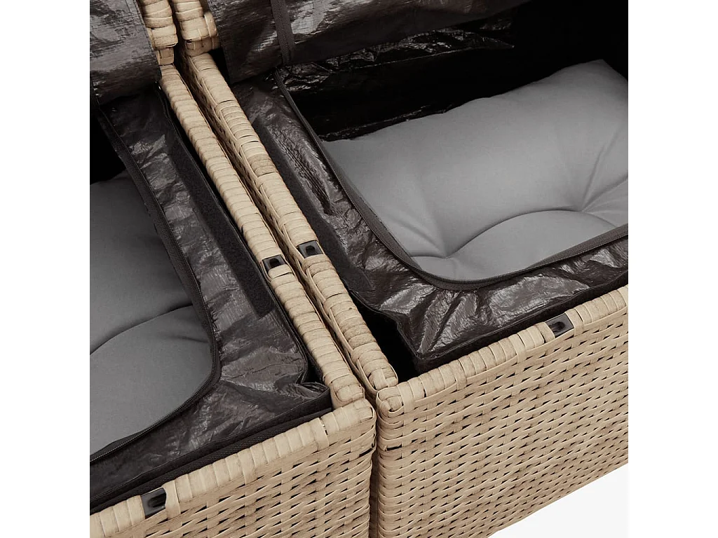 Salon de jardin avec coussins 4pcs mélange beige résine tressée