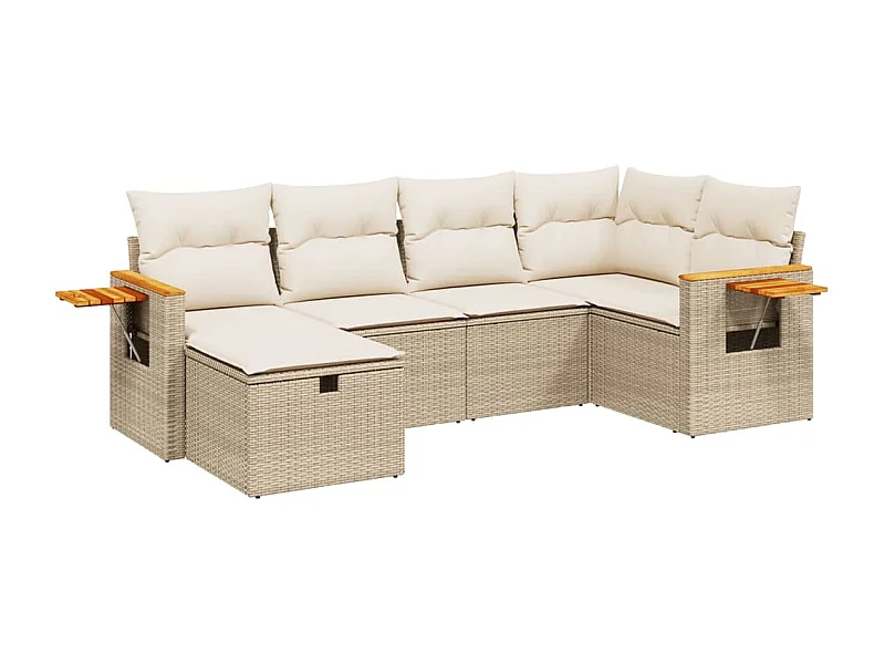 Salon de jardin avec coussins 6 pcs beige résine tressée