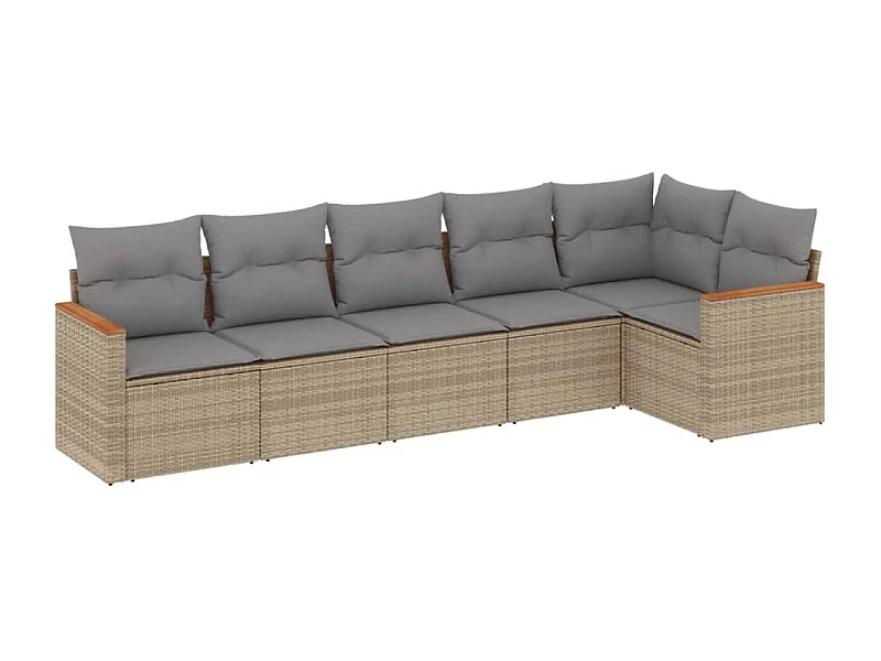 Salon de jardin avec coussins 6pcs mélange beige résine tressée