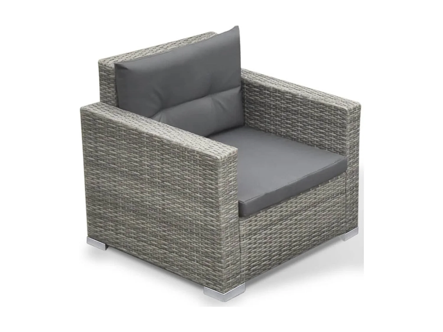 Salon de jardin avec coussins 6 pcs résine tressée gris
