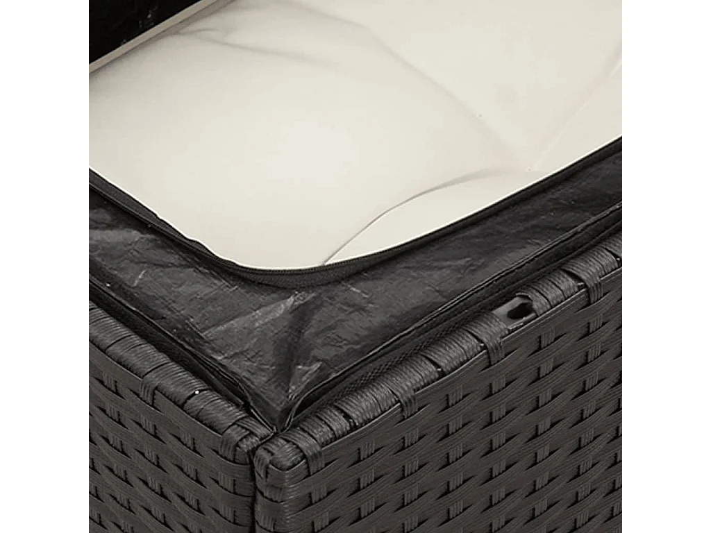 Salon de jardin 6 pcs avec coussins noir résine tressée