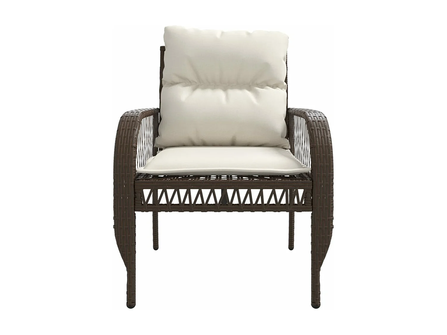 Salon de jardin 4 pcs avec coussins marron résine tressée