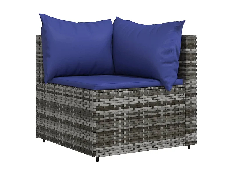 Canapé d'angle de jardin avec coussins gris résine tressée
