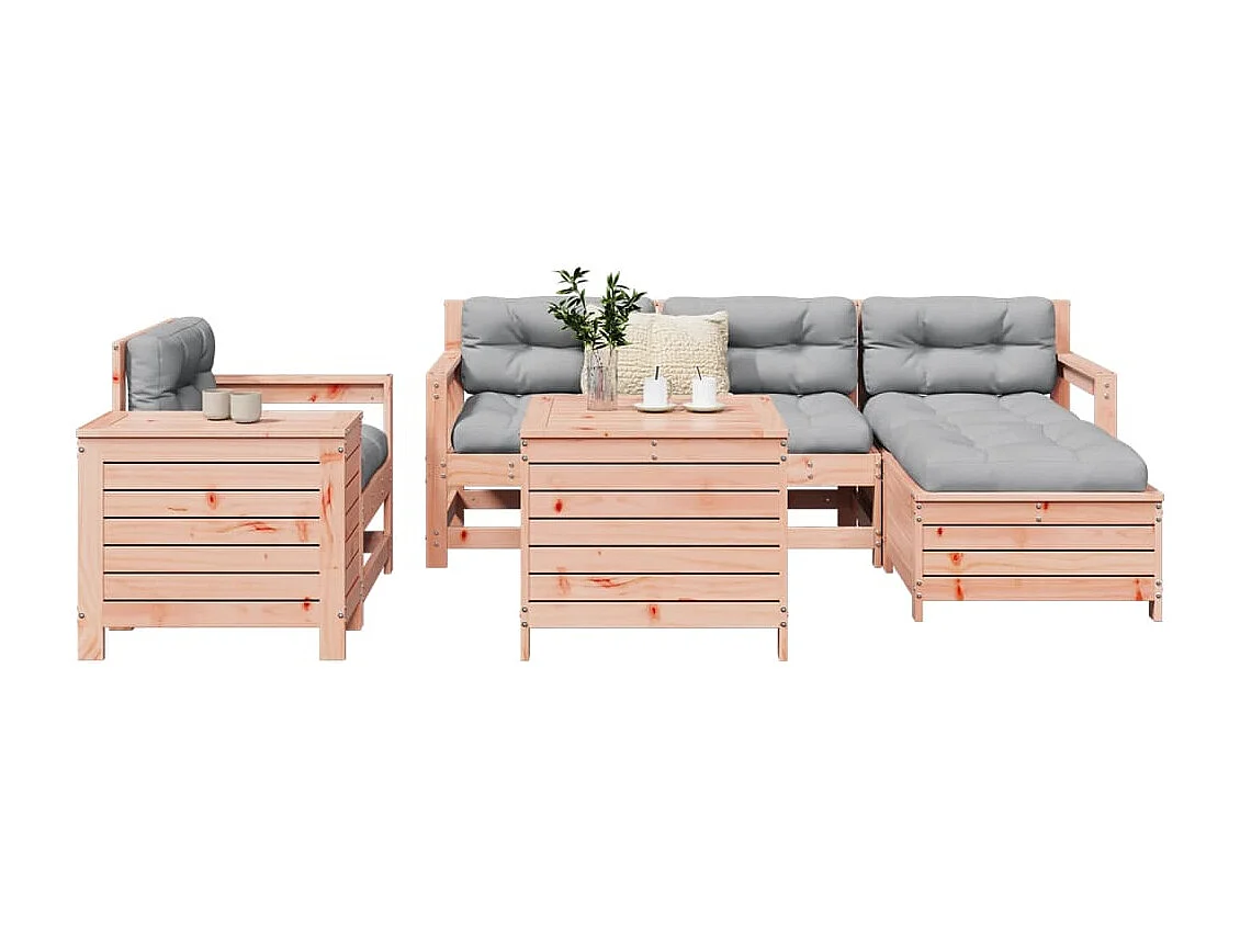 Salon de jardin 7 pcs bois massif sapin de douglas