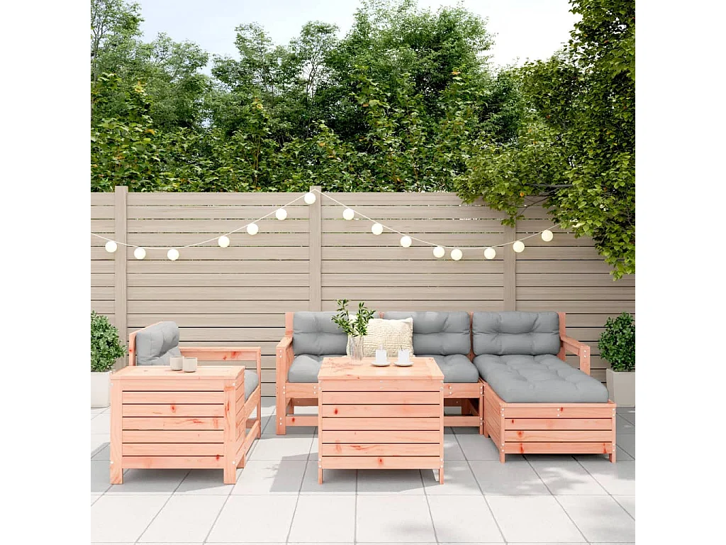 Salon de jardin 7 pcs bois massif sapin de douglas