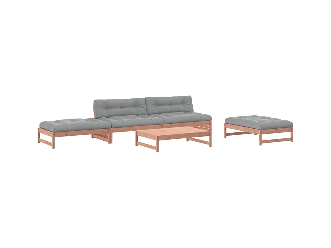 Salon de jardin 5 pcs avec coussins bois massif douglas