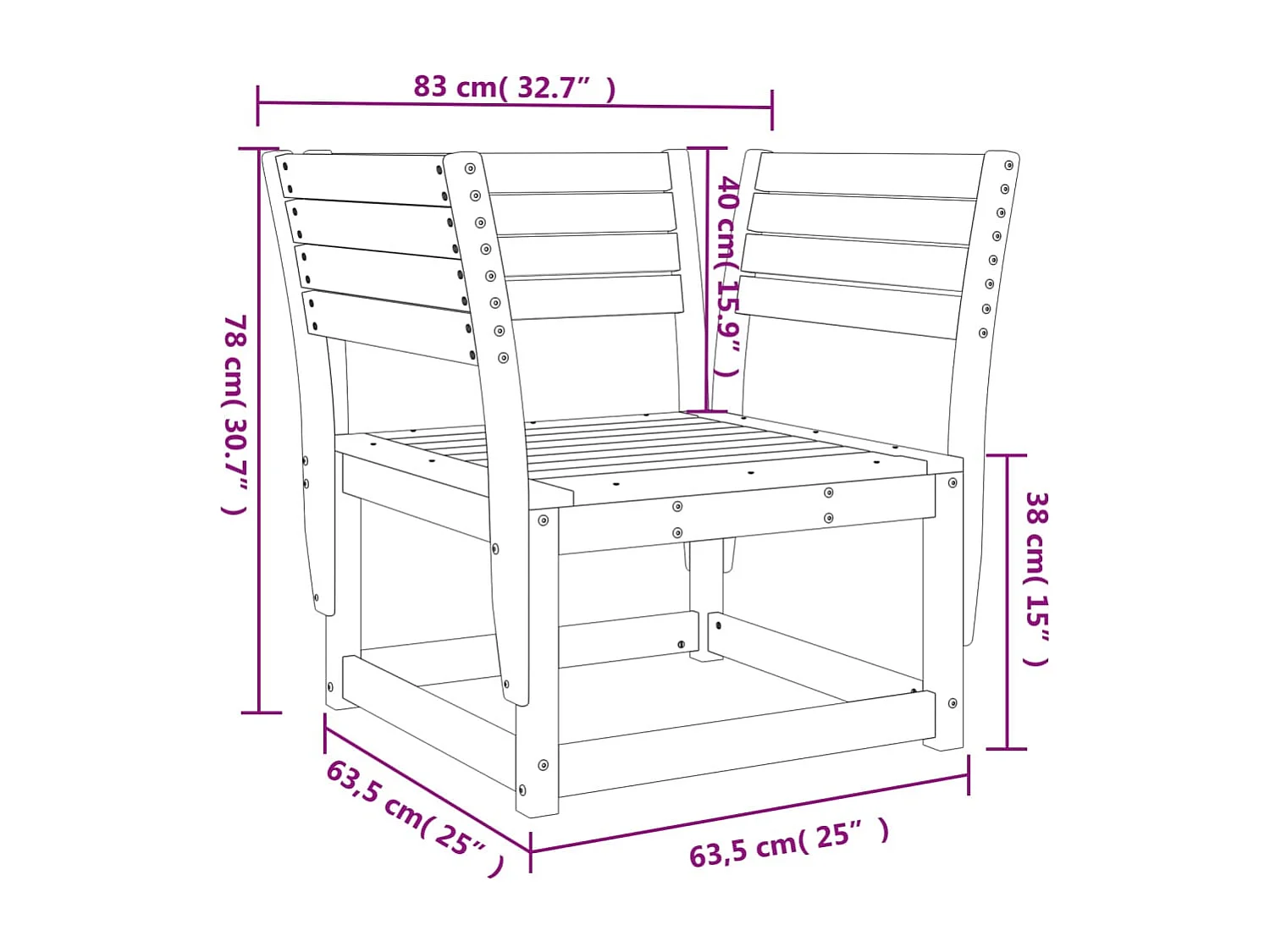 Chaises de jardin bois massif de pin
