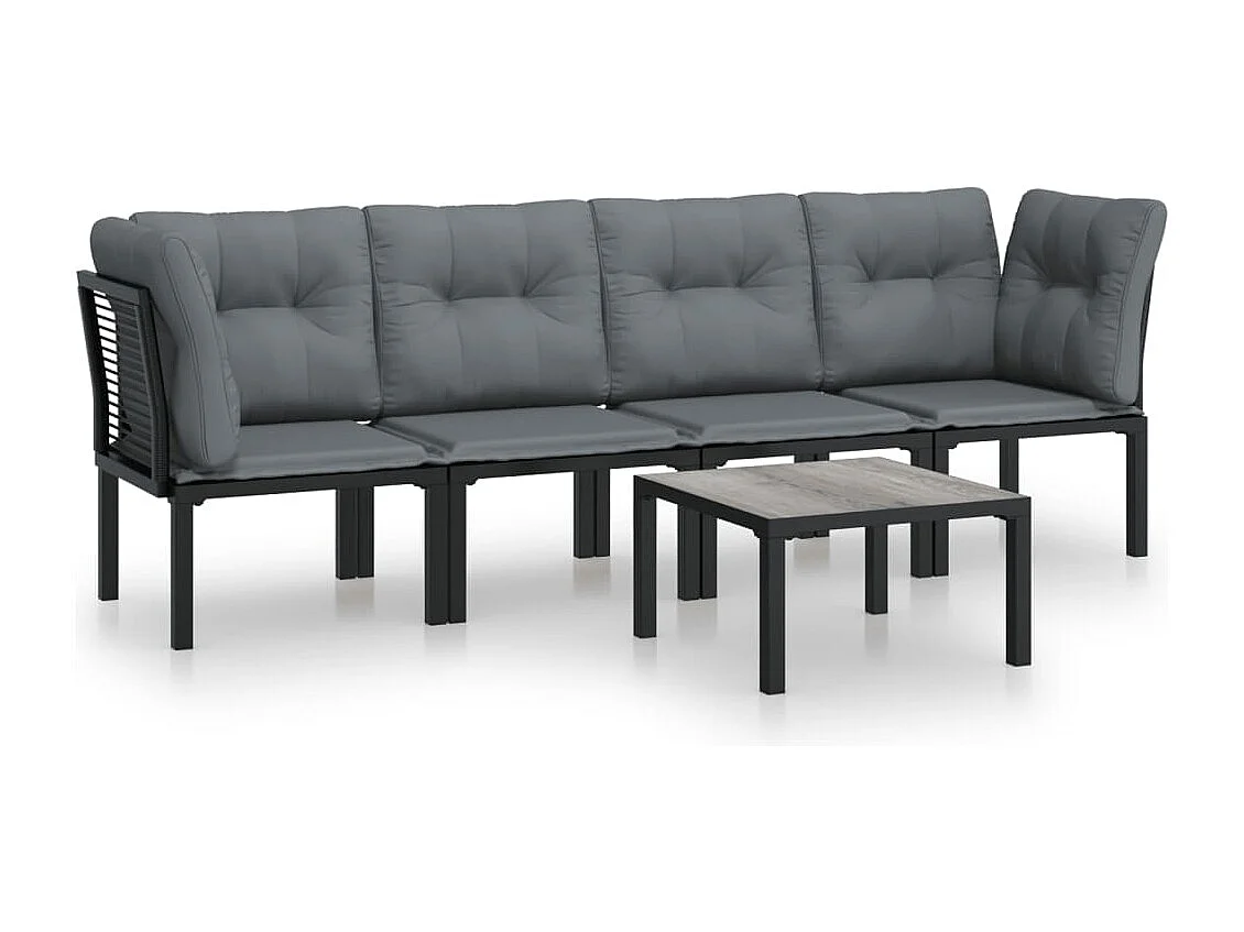 vidaXL Juego de muebles de jardín 5 pzas ratán sintético negro y gris