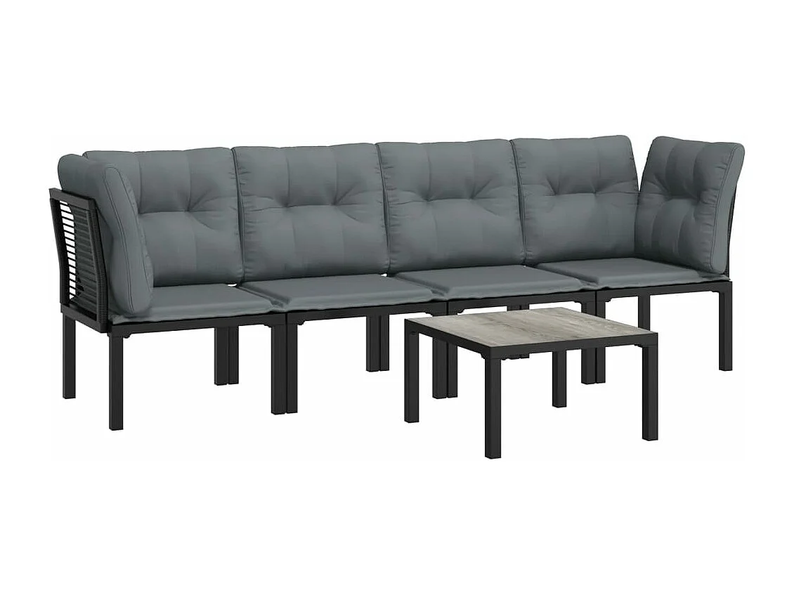 vidaXL Juego de muebles de jardín 5 pzas ratán sintético negro y gris