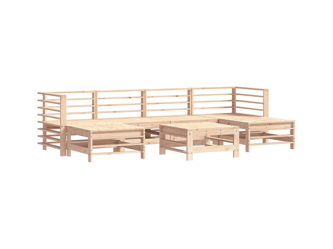 Salon de jardin 7 pcs Bois de pin massif