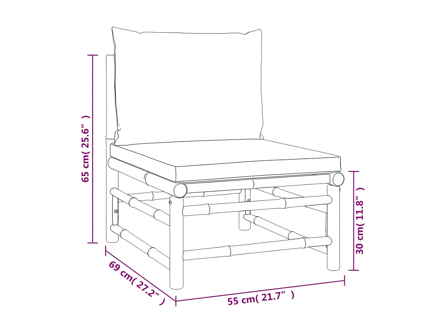 Salon de jardin 6 pcs avec coussins gris clair bambou