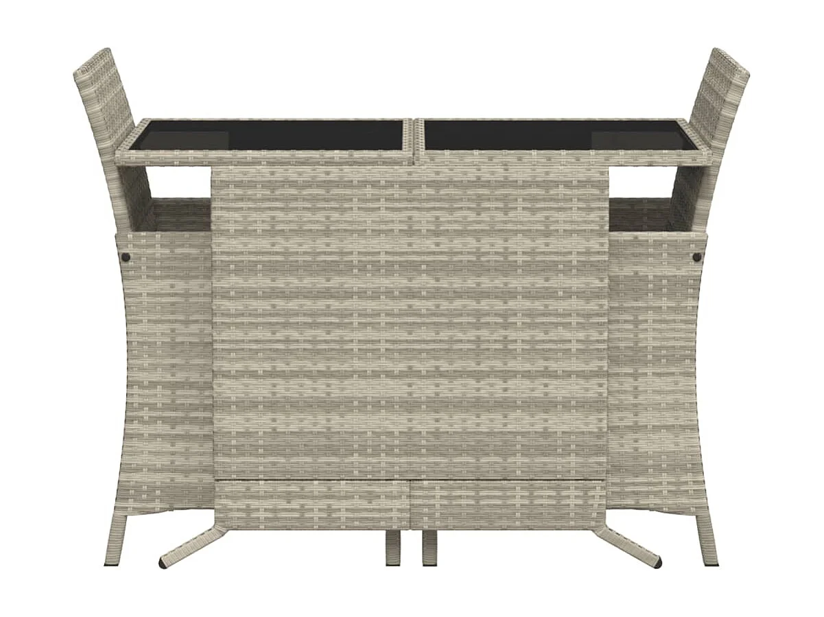 Ensemble de bistro 3 pcs et coussins gris clair résine tressée