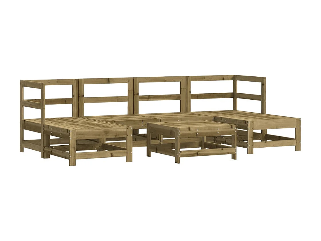 Salon de jardin 7 pcs avec coussins bois de pin imprégné