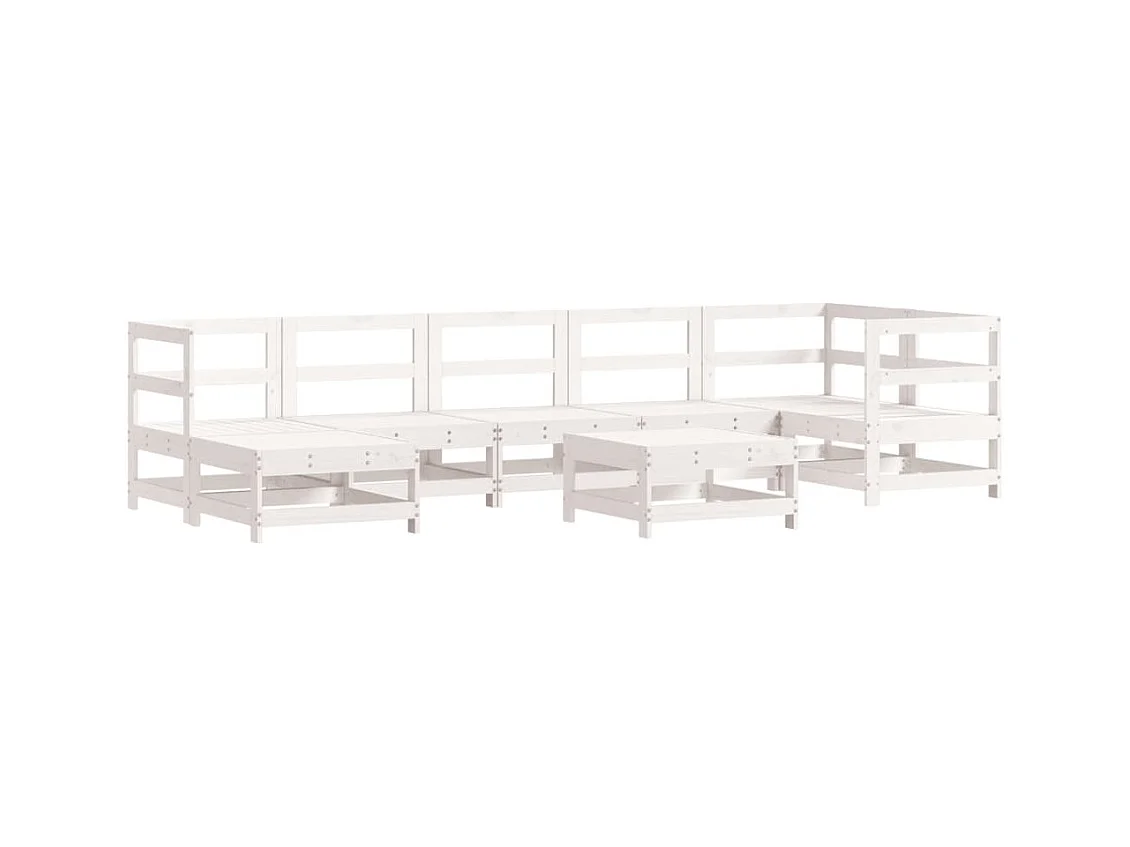 Salon de jardin 8 pcs Blanc Bois de pin massif