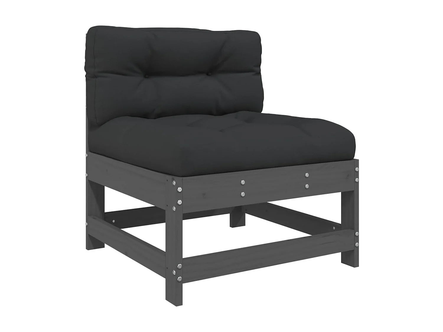 Salon de jardin 6 pcs avec coussins gris bois massif