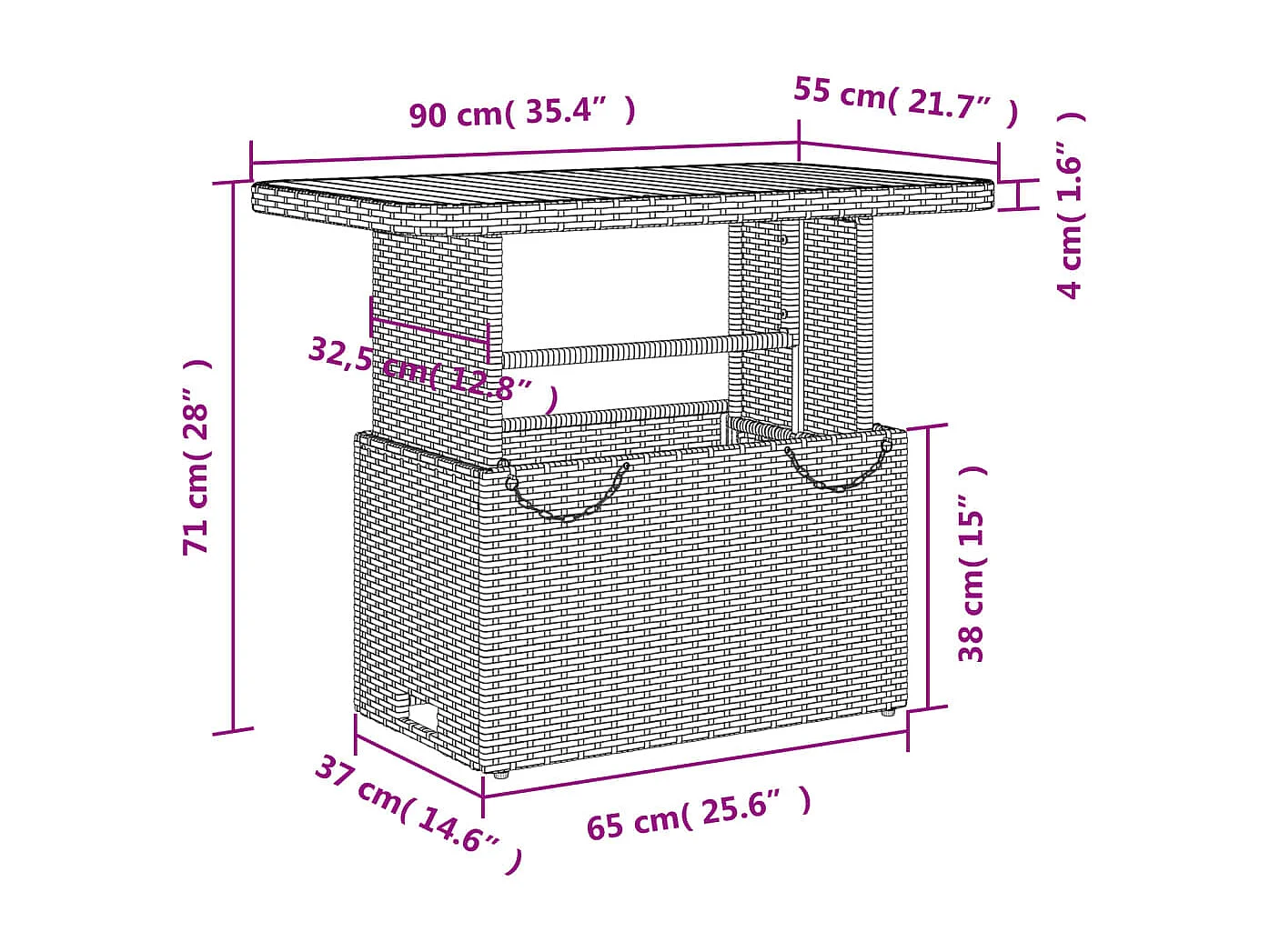 Ensemble à manger de jardin et coussins 2 pcs gris rotin