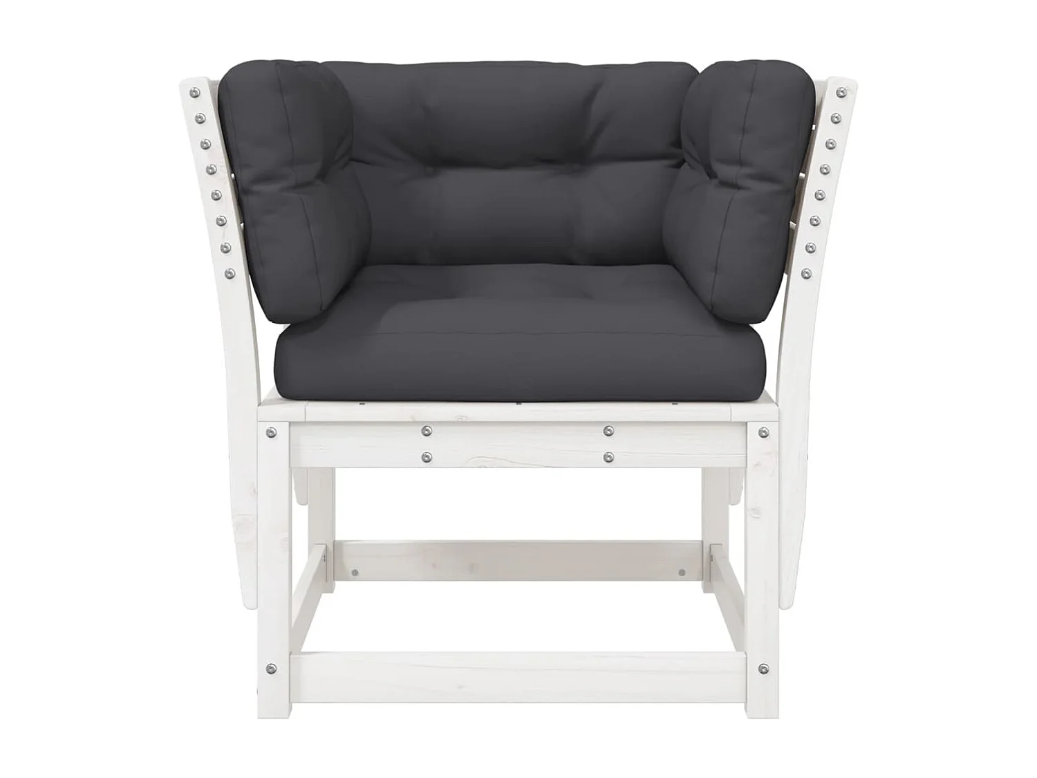 Canapé de jardin accoudoir avec coussins blanc bois massif pin