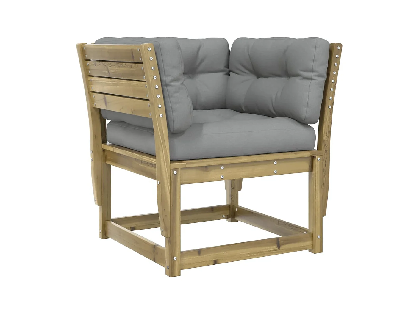 Canapé de jardin accoudoirs avec coussins bois pin imprégné
