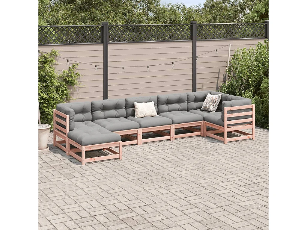 Salon de jardin 7 pcs et coussins bois massif sapin de douglas