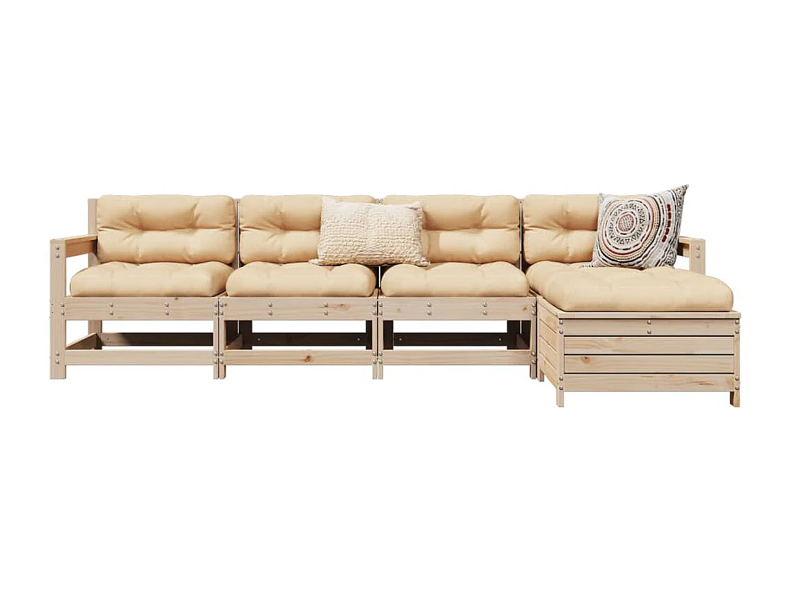 Salon de jardin 5 pcs bois de pin massif