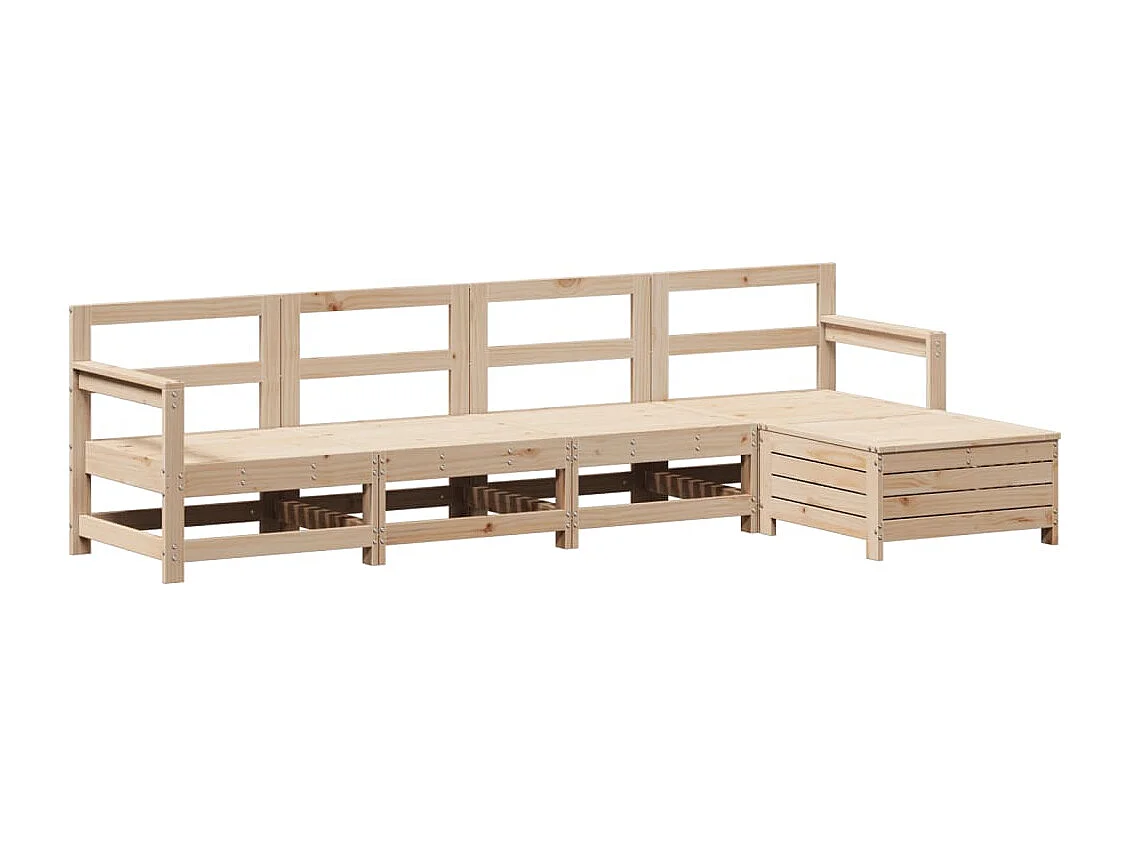 Salon de jardin 5 pcs bois de pin massif