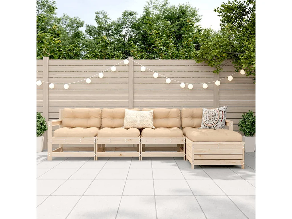 Salon de jardin 5 pcs bois de pin massif