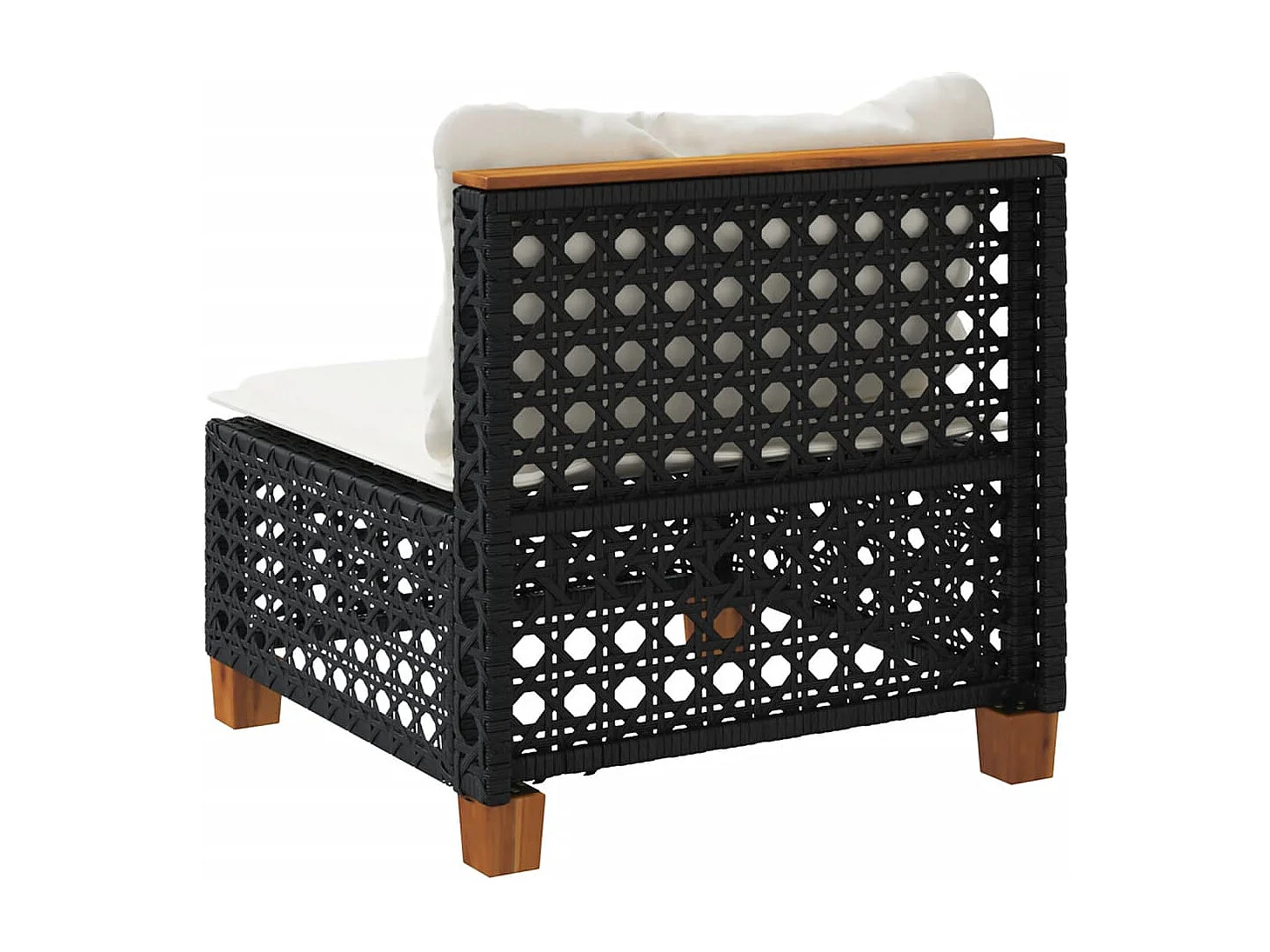 Canapé de jardin sans accoudoirs coussins noir résine tressée