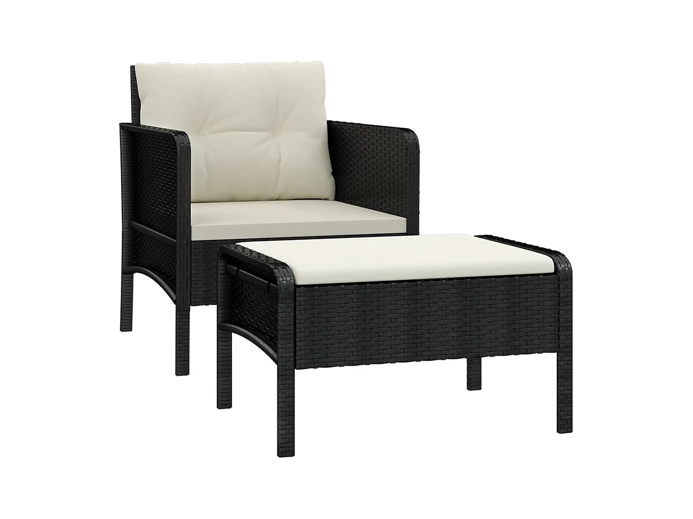 Salon de jardin 2 pcs avec coussins Noir Résine tressée