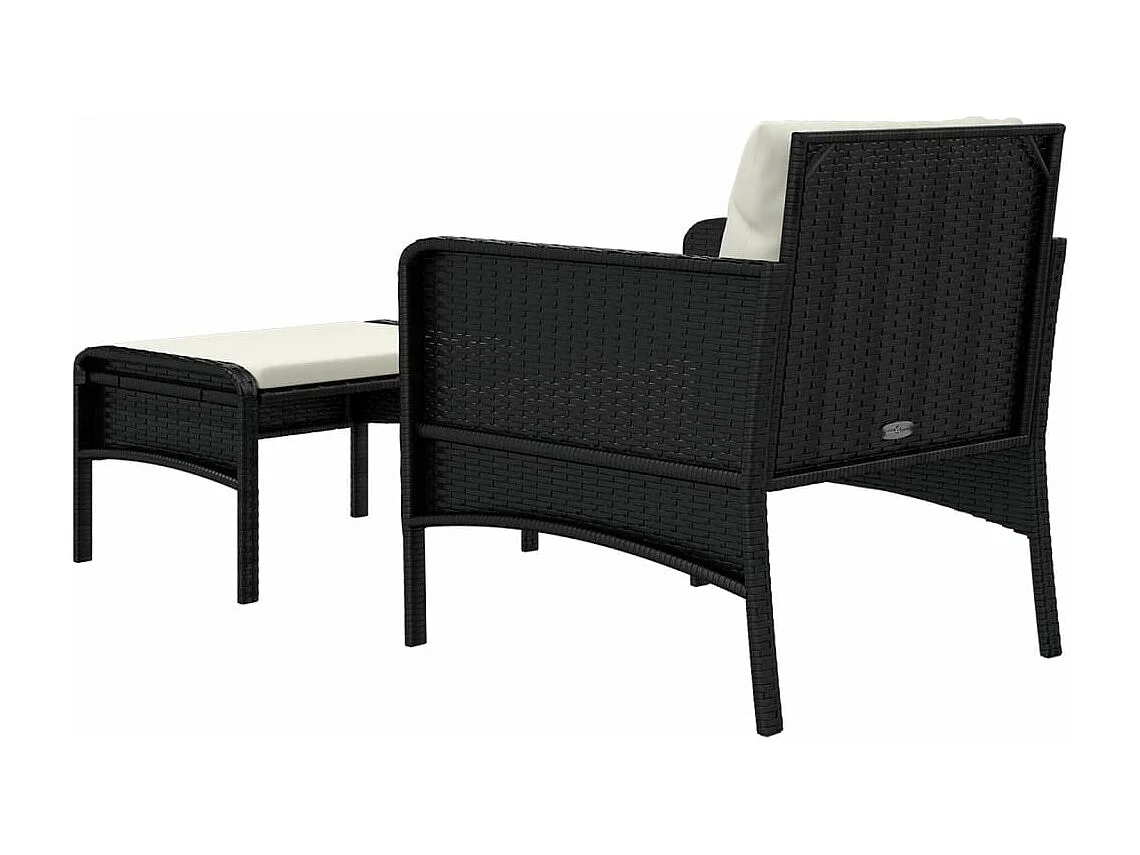 Salon de jardin 2 pcs avec coussins Noir Résine tressée