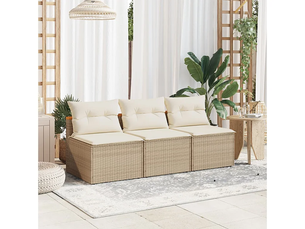 Canapés de jardin sans accoudoirs avec coussins 2 pcs beige