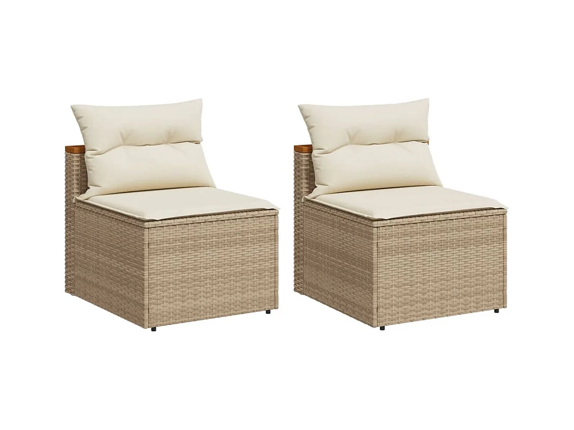 Canapés de jardin sans accoudoirs avec coussins 2 pcs beige