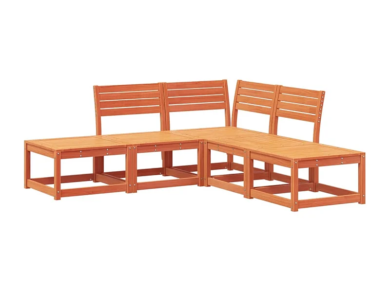 Salon de jardin 5 pcs marron bois de pin massif