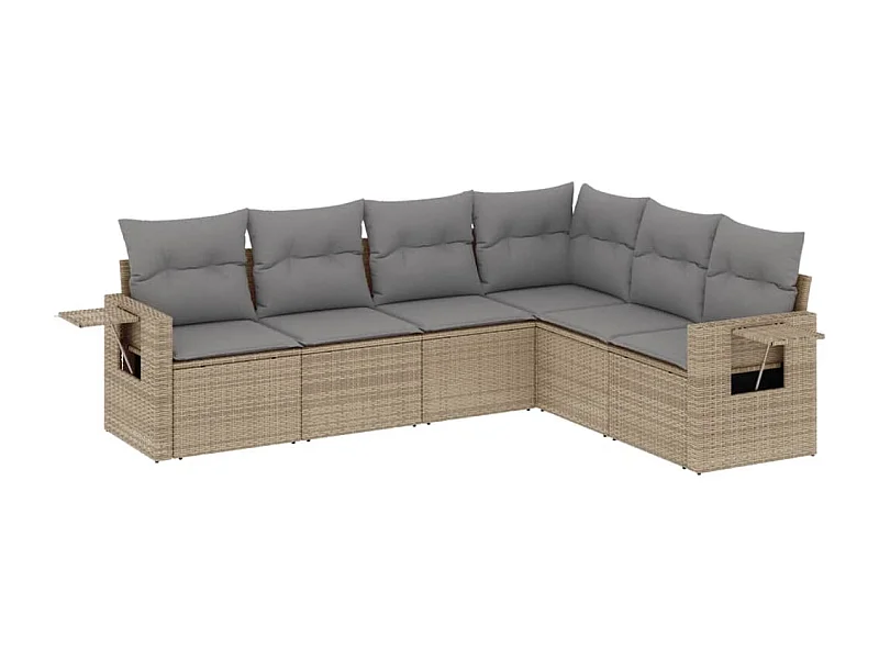 Salon de jardin avec coussins 6 pcs beige résine tressée
