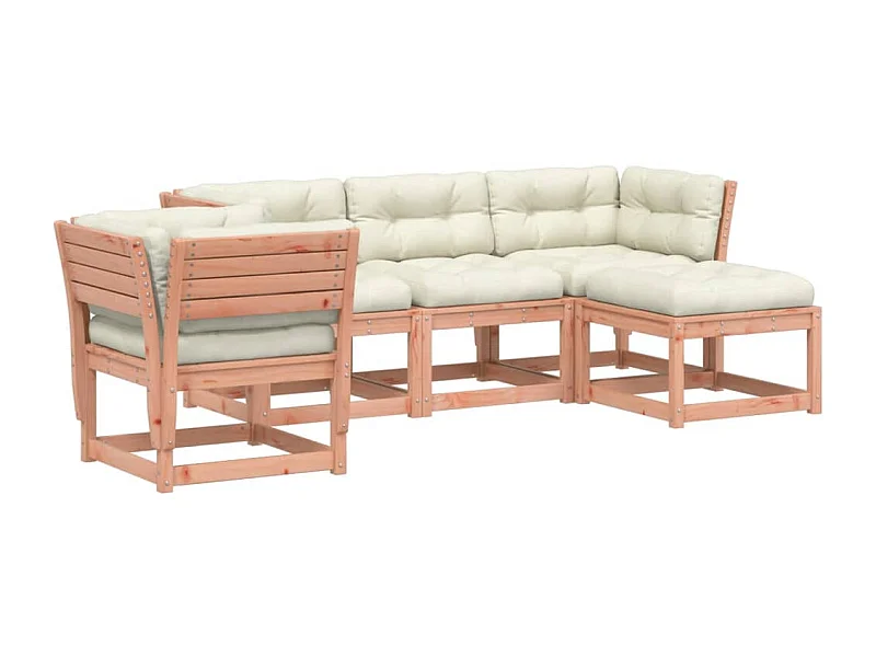 Salon de jardin 5 pcs avec coussins bois massif douglas