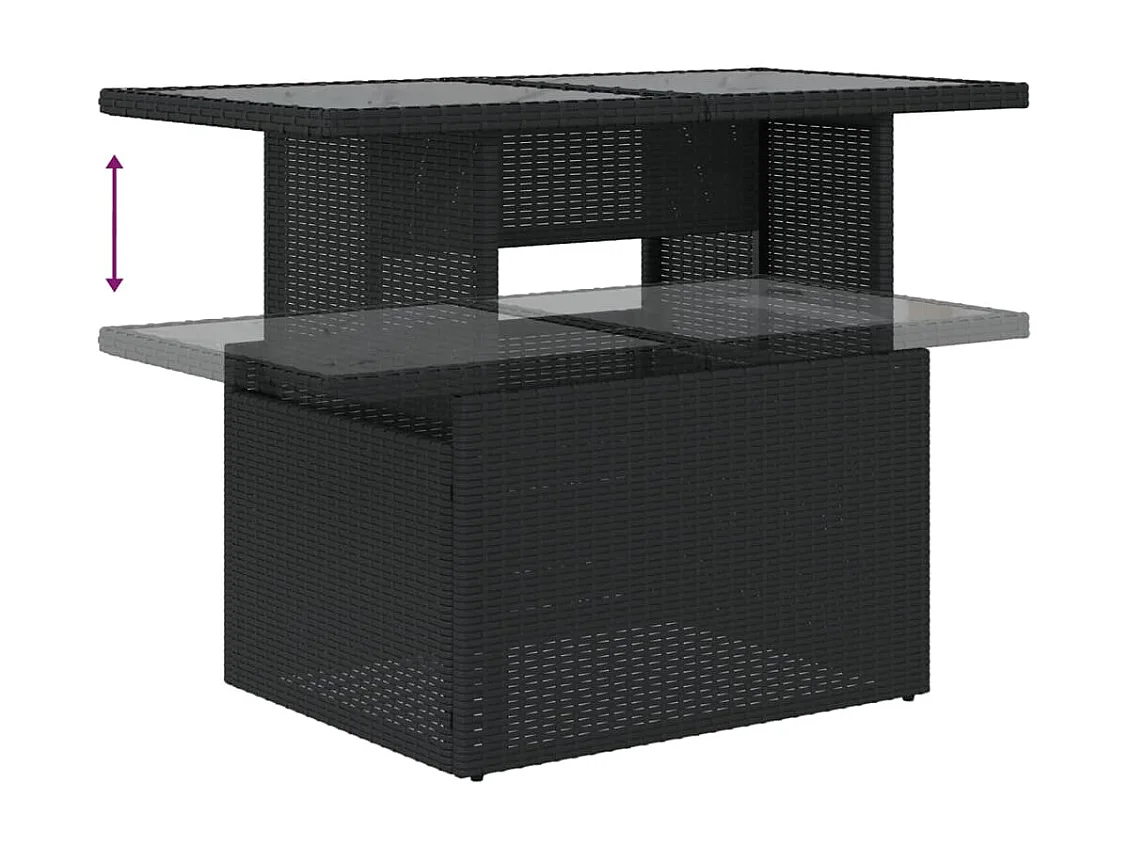 Salon de jardin 7 pcs avec coussins noir résine tressée