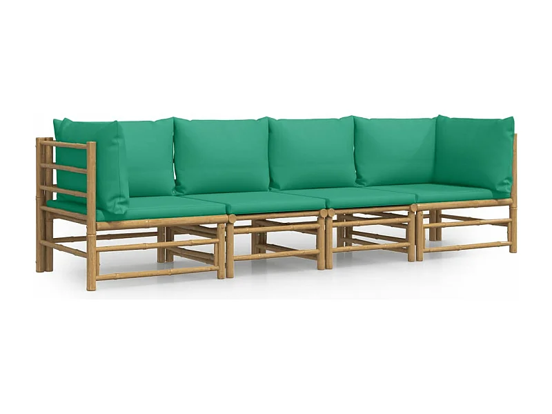 Salon de jardin 4 pcs avec coussins vert bambou