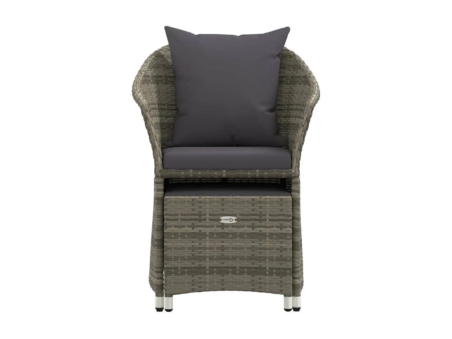 Salon de jardin 2 pcs avec coussins Gris Résine tressée