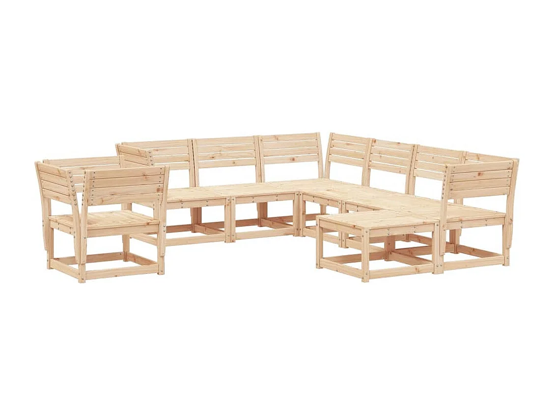 Juego de muebles de jardín 8 piezas madera maciza de pino Marrón