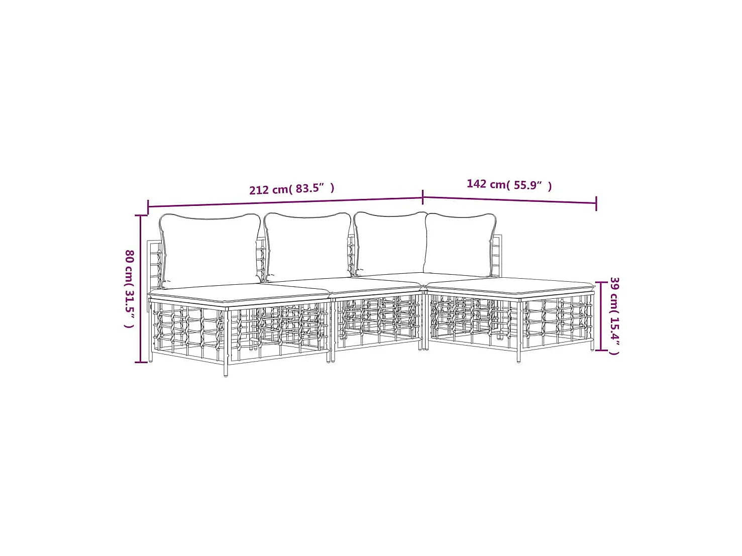 Salon de jardin 4 pcs avec coussins anthracite résine tressée