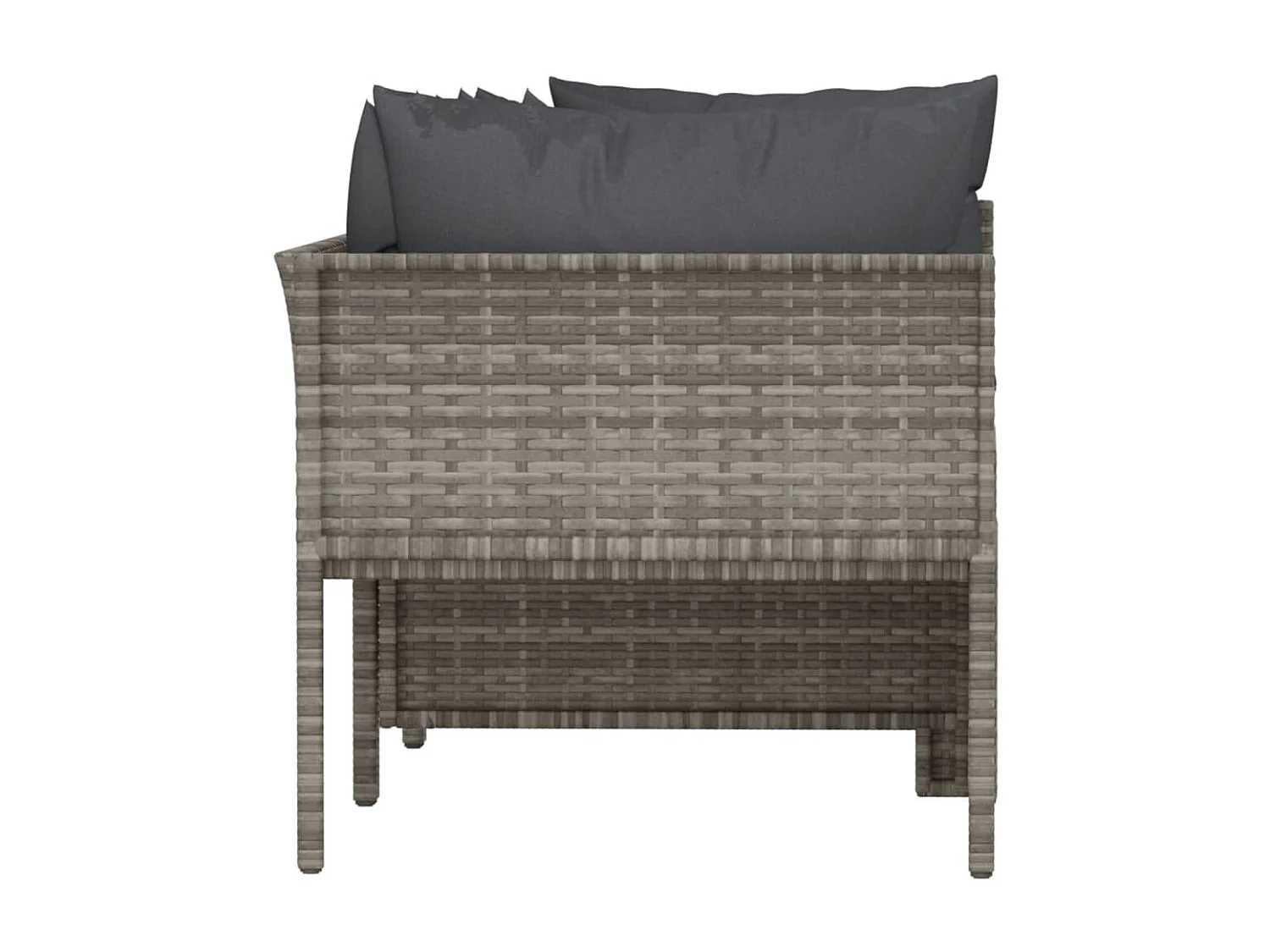 Salon de jardin 4 pcs avec coussins Gris Résine tressée